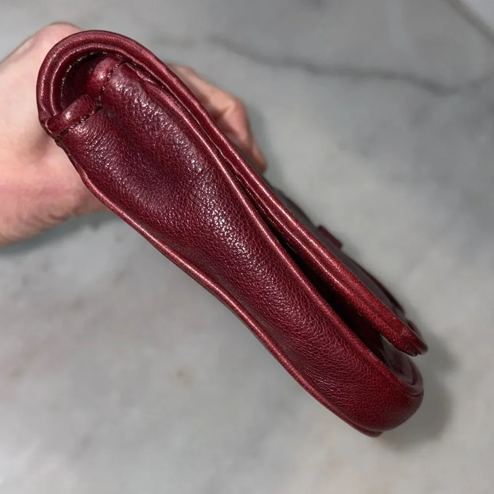 Michael Kors Clutch Bag Purse Leather Vintage Y2K Maroon Cranberry Buckle Bag